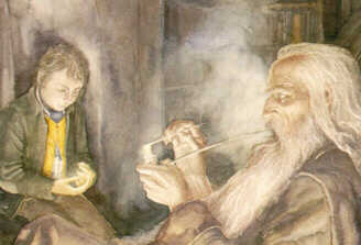 Painting of Frodo and Gandalf.