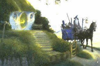 Gandalf arrives in Hobbiton.