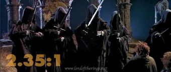 Four Nazgul confront the hobbits on Weathertop in a scene from 'Fellowship of the Ring.'